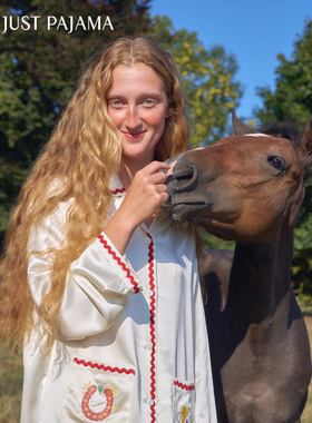 新年礼物】Not Just Pajama 真丝撞色波浪织带情侣款长袖睡衣