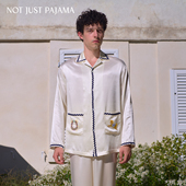 长袖 丁程鑫同款 睡衣 Pajama 22姆米真丝撞色波浪织带男款 Not Just