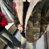 座山雕棉服cleanfit男潮流短版 BUGU美式 毛领迷彩版 显腿长休闲外套