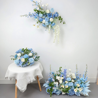 婚庆婚礼蓝色地排花仿真花假花