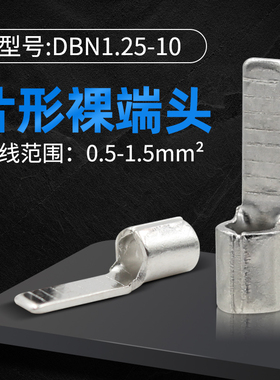 源营DBN1.25-10片形裸端头线耳冷压接线端子片型插针插片紫铜