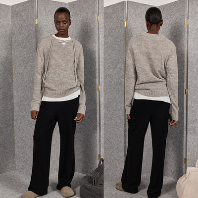 WEARABLE EVENT V领绑绳毛衣