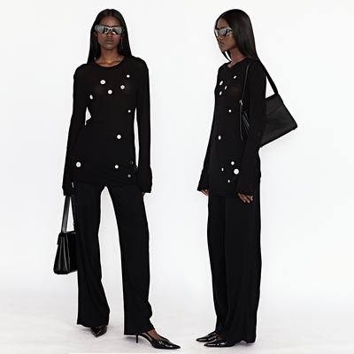 WEARABLEEVENT针织拼接直筒裤