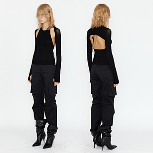 WEARABLE EVENT 塔夫绸低腰工装九分裤