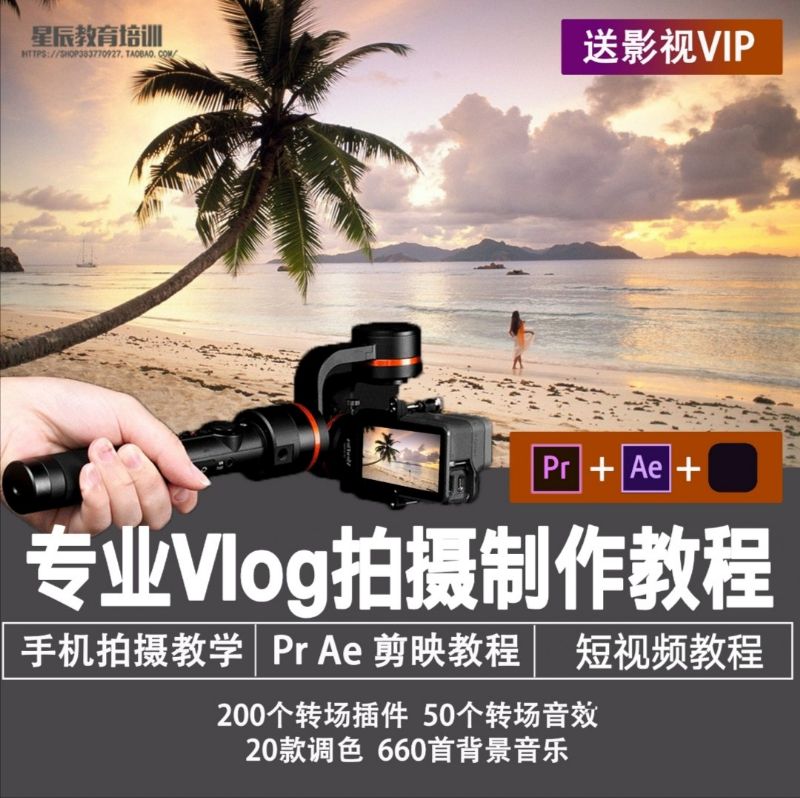 vlog教程手机视频拍摄 零基础短视频拍摄剪辑制作 PR/AE剪映素材