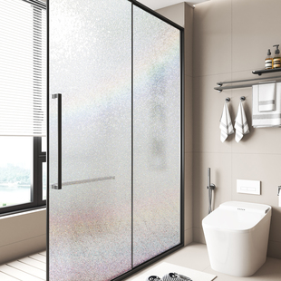 复古磨砂玻璃贴纸透光不透明3D美式浮光跃金卫生间隔断防走光贴膜