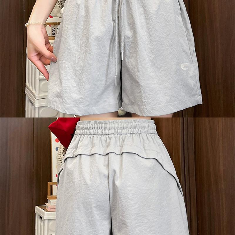 白灰色冰丝工装短裤女夏季薄2025款休闲运动裤宽松高腰显瘦五分裤