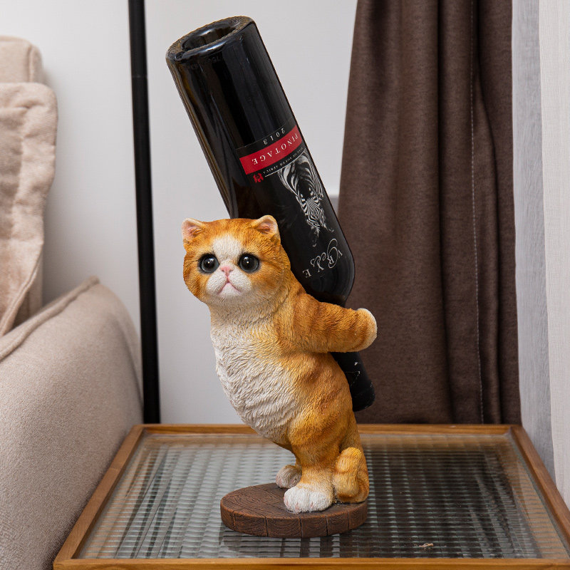 欧式创意红酒架酒柜装饰品摆件餐厅吧台可爱猫酒瓶架乔迁新居礼品