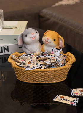 入门级入口鞋柜装饰陈设可爱的兔子储存钥匙装饰品家庭桌面装饰品