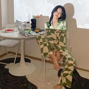 女可外穿高级感情侣女士缎面高级家居服套装 2025春秋冰丝睡衣夏季