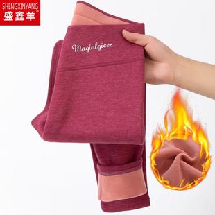 内穿发热保暖裤 德绒打底裤 女士棉裤 女加绒加厚秋裤 子 秋冬高腰绒裤