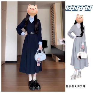 韩系高级感深秋初冬入秋穿搭一整套连衣裙子女秋冬装2025新款长裙