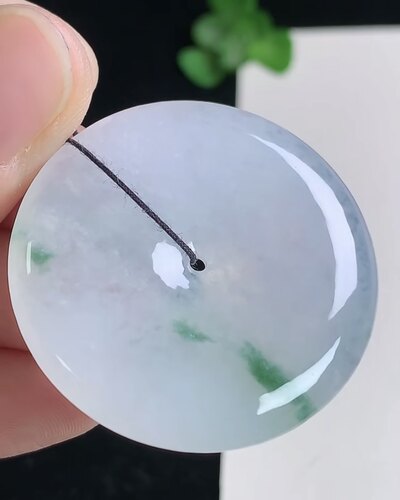 天然A货翡翠 缅甸正品玉坠 冰种飘花平安扣吊坠