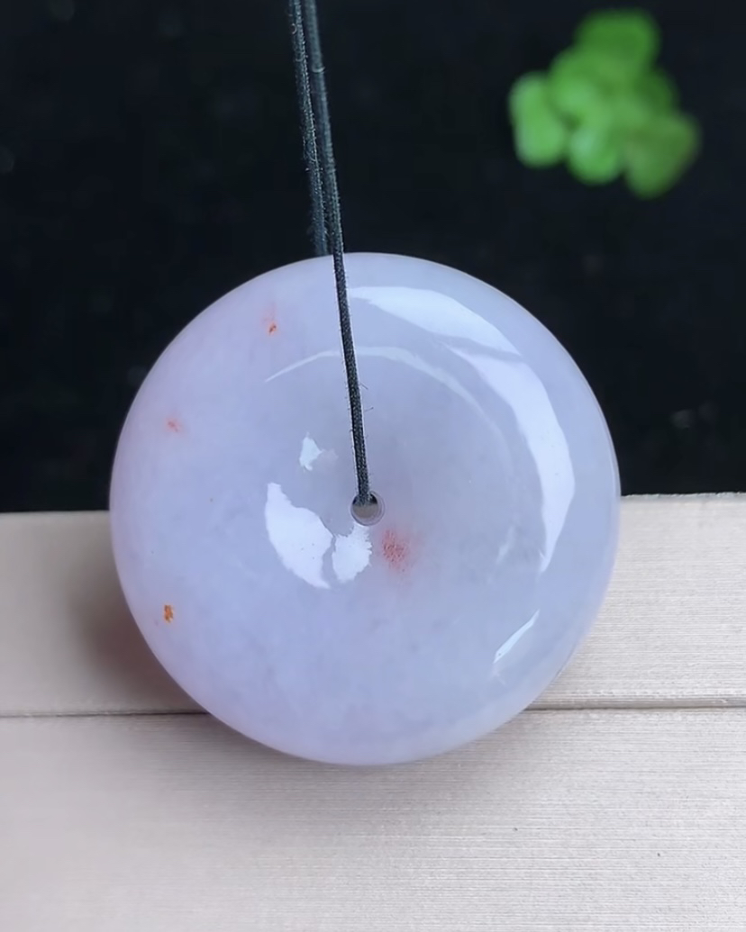 天然A货翡翠 缅甸正品玉坠 紫罗兰飘彩平安扣 面包扣吊坠