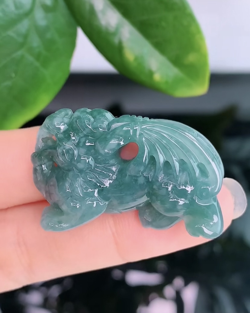 天然A货翡翠 正品玉坠 蓝水飞危地马拉翡翠