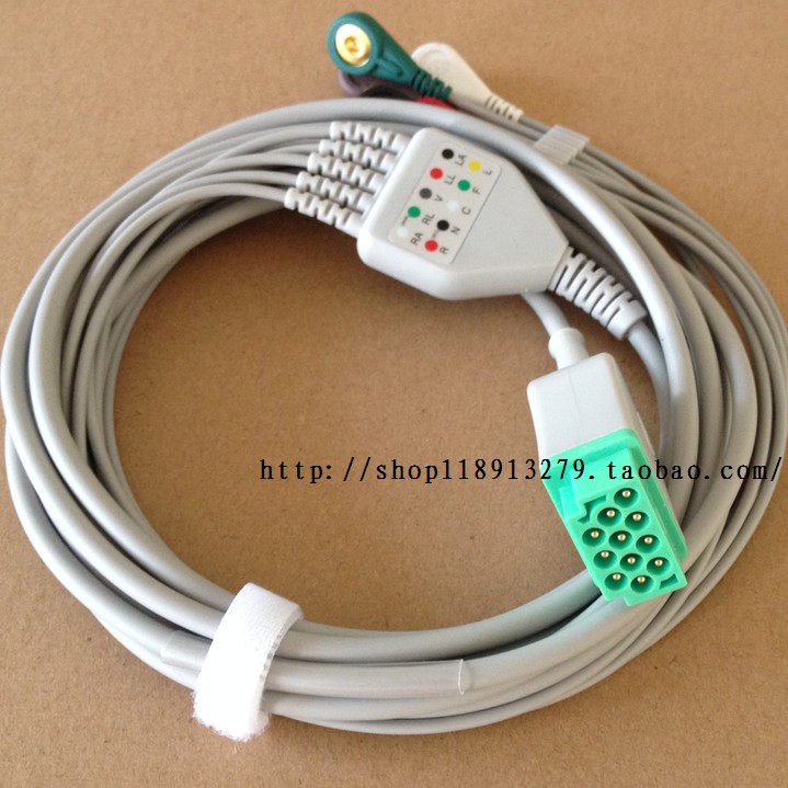 兼容GE心电导联线 DASH3000 4000 2500 B20 B30 B650五导联线扣式