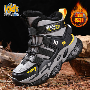 匹克企鹅联名儿童高帮棉鞋2025新款冬季加绒加厚运动鞋男童老爹鞋