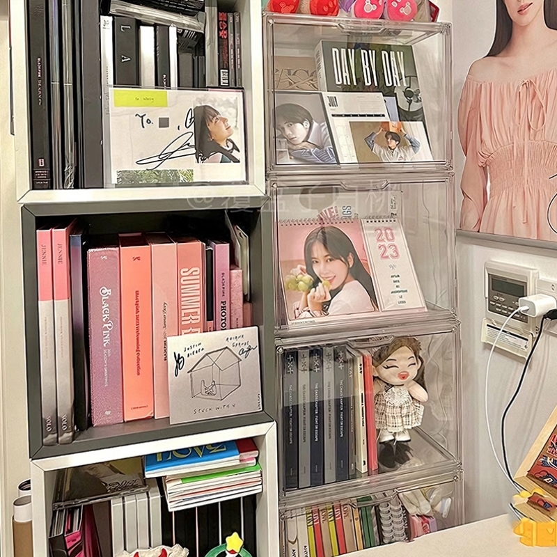 专辑收纳盒防尘cd光碟展示架漫画书磁带唱片收藏亚克力存放柜透明