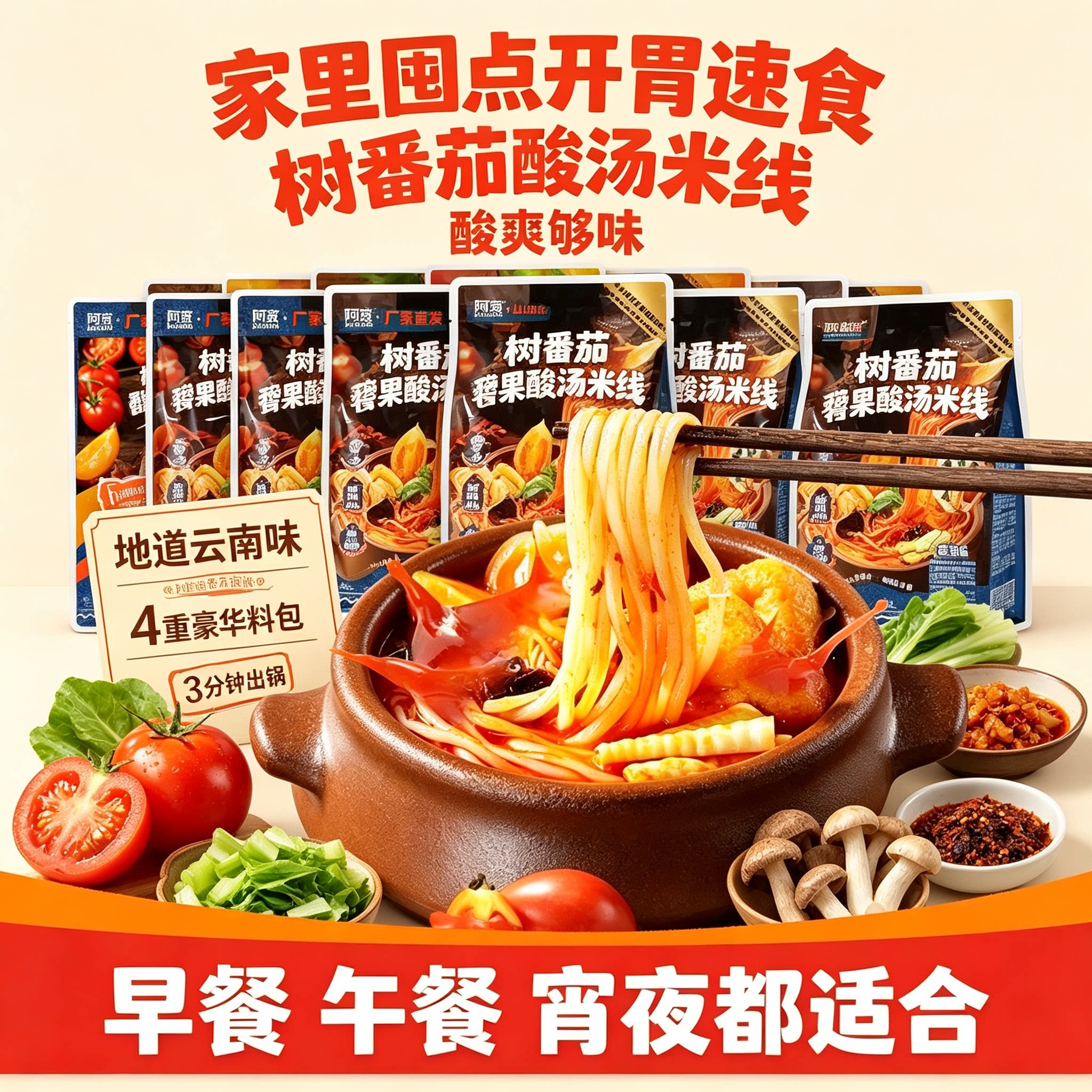 云南树番茄舂果酸汤米线冲泡速食