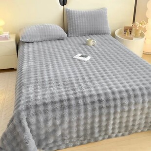 床单冬天兔毛绒单件加绒加厚泡泡绒冬季牛奶绒母婴级a类可机洗