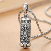 S925纯银朱砂嘎乌盒吊坠男女饰品项链复古做旧国潮挂件个性 可拆卸