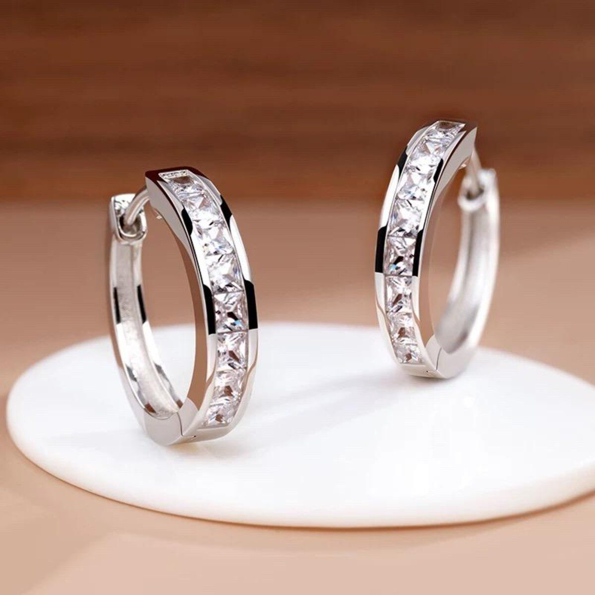 S925纯银针莫桑石耳环仿钻石耳扣轻奢高级感圈圈耳饰新款爆款气质