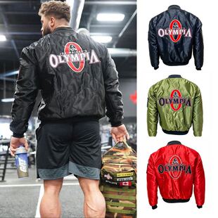 新款奥赛夹克春秋大码棉外套运动健身加厚立领刺绣棉衣