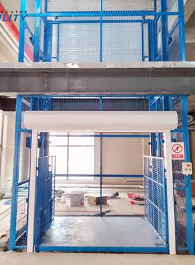厂家供应厂房仓库导轨式液压升降平台室内电动蓝色货梯升降平台