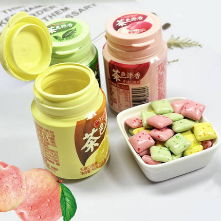 新品上市好丽友无糖口香糖茶色添香56g约40粒蜜桃乌龙味 绿茶红茶