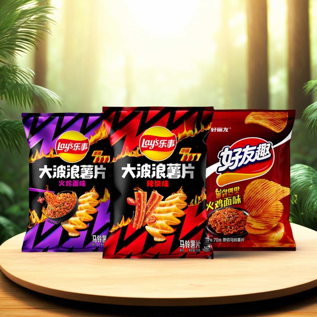 【辣味薯片】乐事辣味薯片火鸡面味辣条味好友趣火鸡面味休闲零食