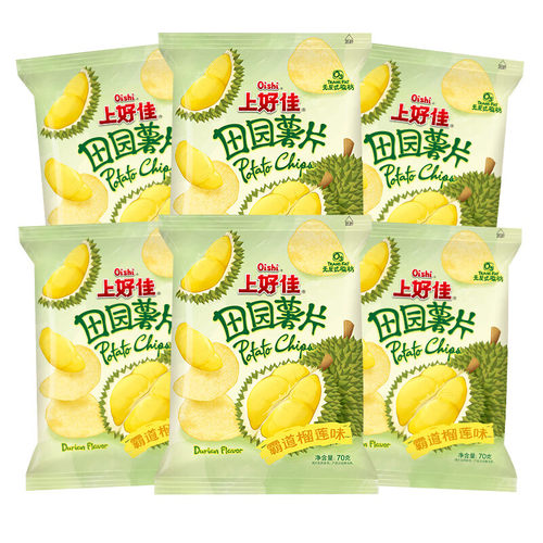 【上新】上好佳霸道榴莲味薯片70g田园薯片水果味办公室休闲零食