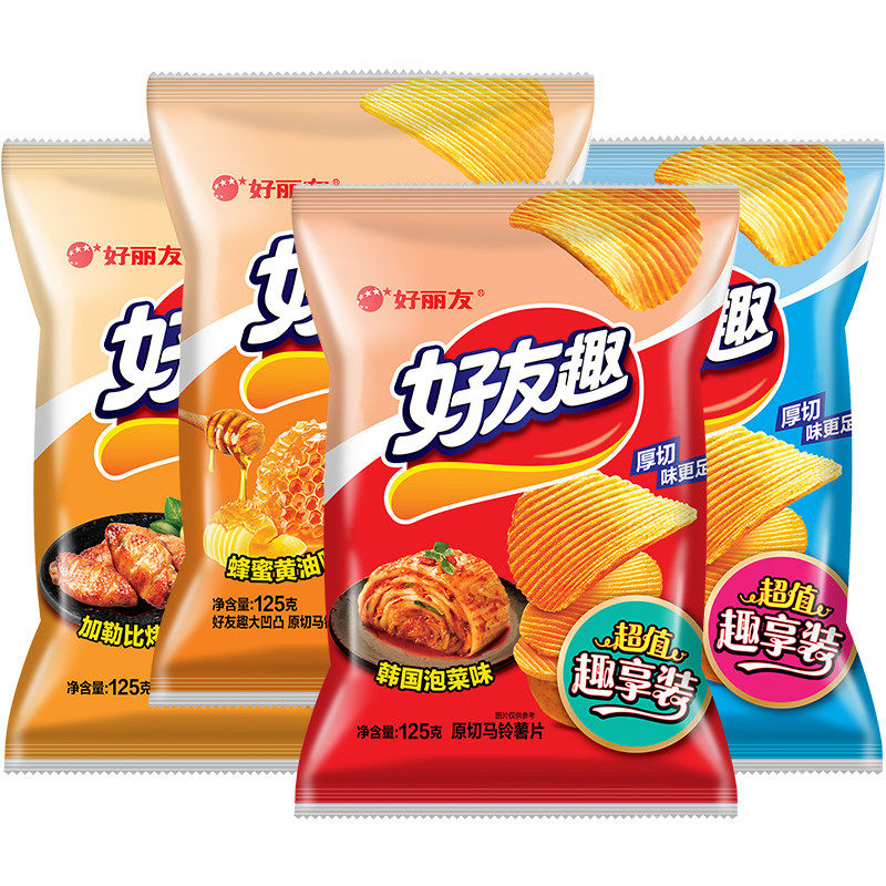 好丽友好友趣薯片125g超大包韩国泡菜味蜂蜜味膨化休闲小吃零食品