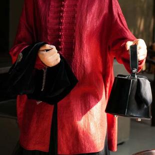 新中式国风唐装别致红色衬衫女2025春季新款高端大气时尚气质上衣