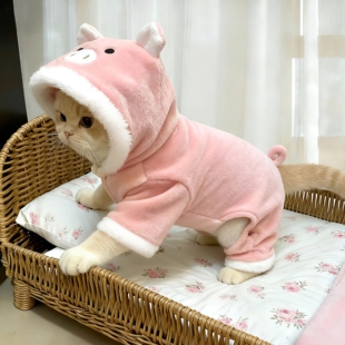 猫咪衣服秋冬款小猪变身装可爱保暖搞笑四脚衣小狗狗衣服冬天加厚