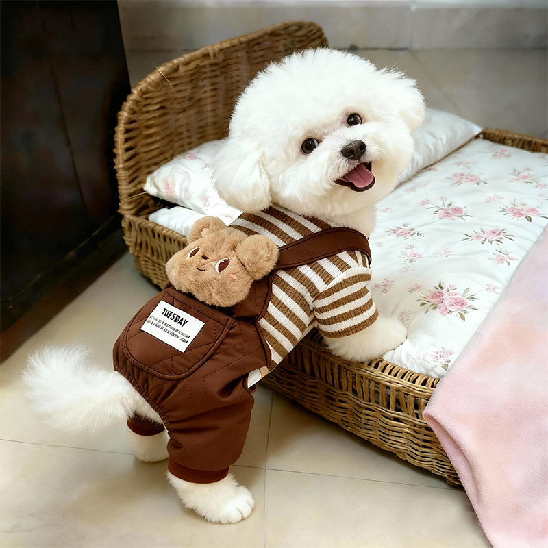 狗狗衣服秋冬装可爱玩偶背带四脚衣比熊博美泰迪保暖加绒可牵引衣