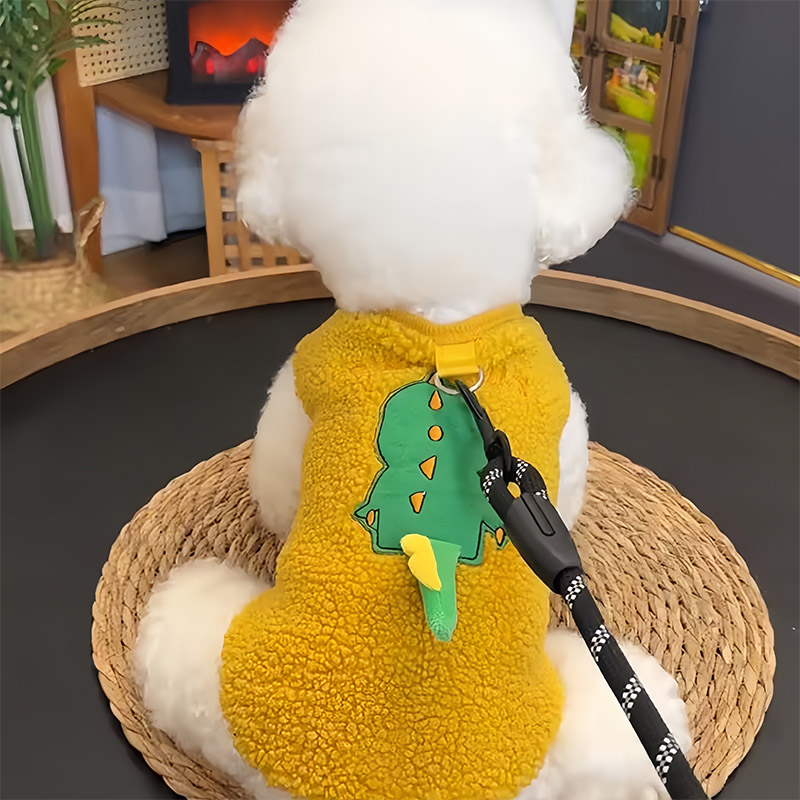 狗狗衣服冬可爱恐龙马甲保暖泰迪比熊小型犬小狗外出牵引衣服猫咪
