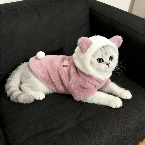 秋冬加厚毛绒可牵引猫狗马甲