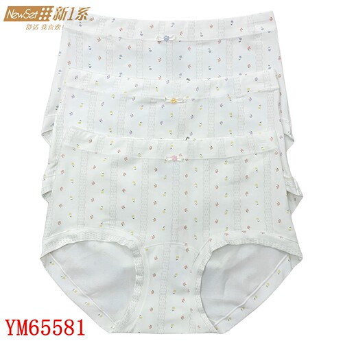 3条装/新一系新1系女士内裤YM65581莱卡棉印花舒适透气中腰平角裤