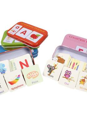 Montessori English Word Flash Cards Digital/Letter/Shape/Ani