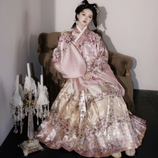 秋冬款 明制重工妆花织金圆领袍马面裙套装 大明贵女 原创汉服女