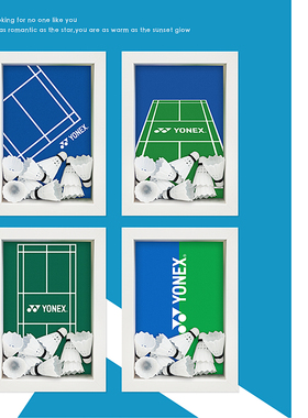 创意羽毛球场地背景纪念品相框周边装饰摆件diy定制照片送礼物