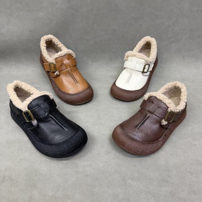 头层牛皮软底妈妈鞋冬季加厚保暖棉鞋女中老年牛筋底舒适加绒皮鞋