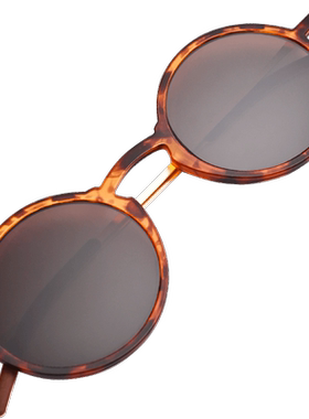 箫秒太阳镜圆形复古风天然水晶石