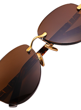 水晶眼镜男无框切边石头镜高档