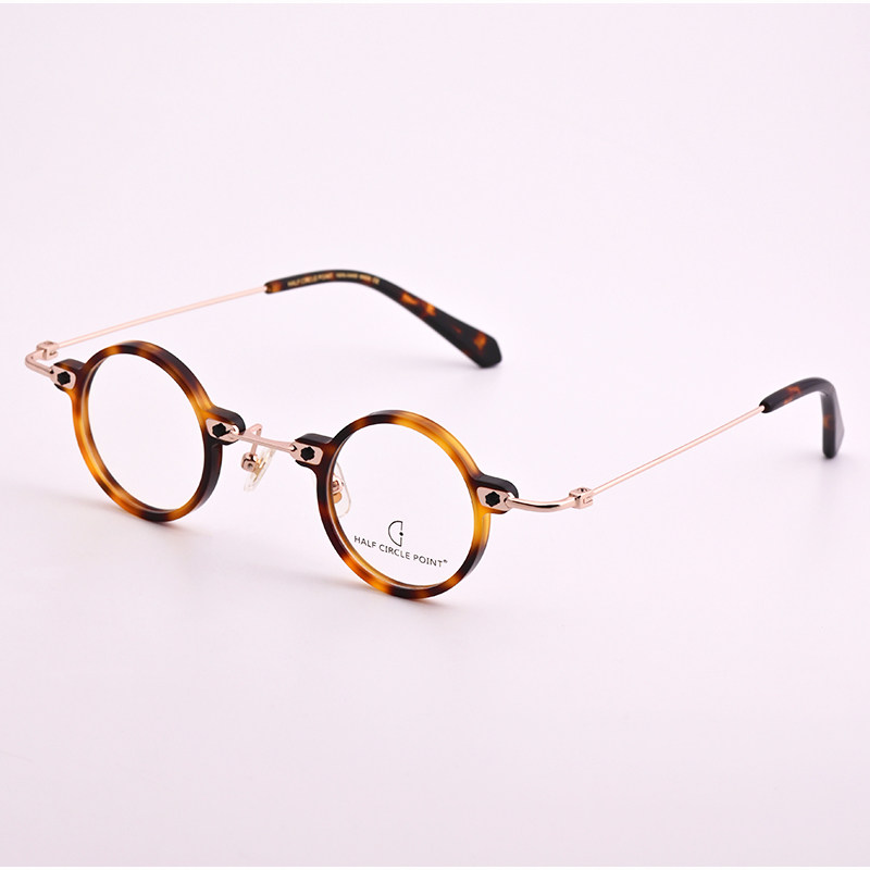 经典复古圆架眼镜配件镜架时尚复古眼镜镜架天然水晶石镜架