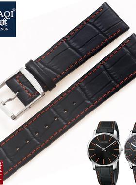 CK真皮表带黑色橙线K2G271C1K2G211C1男针O扣手表配件手表带22mm
