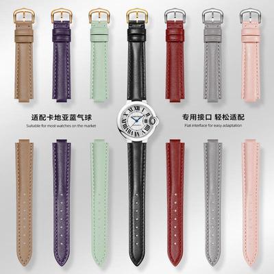转角适配卡地亚蓝气球o手表带cartier男女款大小号凸口牛皮带表链