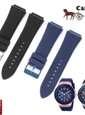 代用盖斯GUES手表U0247G3W1058G2HW0040G3蓝色硅胶橡胶手表带