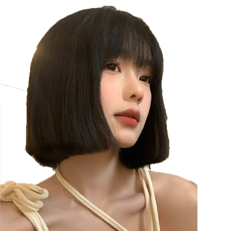 假發(fā)女短發(fā)全頭套甜酷減齡波波頭御姐氣質(zhì)一刀切漫畫齊劉海短直發(fā)