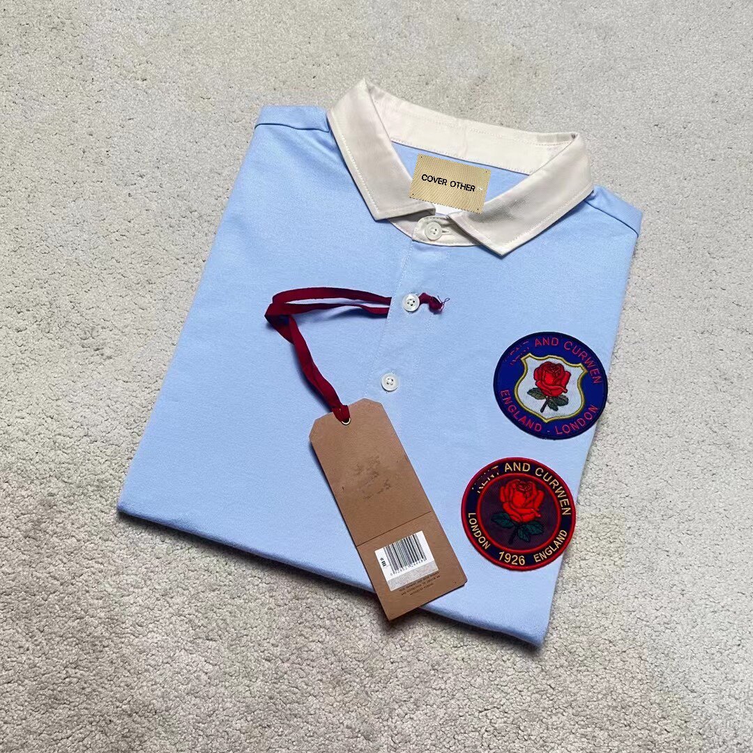 男装三狮玫瑰花翻领短袖t恤纯棉翻领kc短袖polo衫